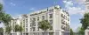 Un immeuble d'appartements avec des arbres et des plantes sur le toit.