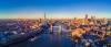 Aerial view of London skyline at sunset - stock photo and royalty free images.